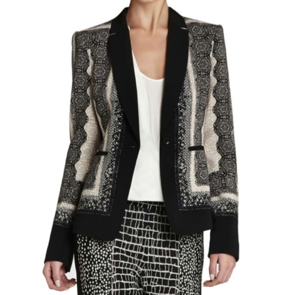 BCBGMaxAzria Brayden Slim-Fit Lace Print Blazer S
